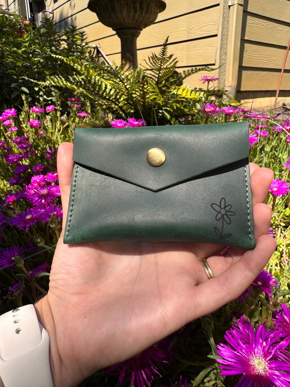 Genuine Leather Wallet  DARK GREEN Credit Card Holder Wallet NEW FAST SHIP